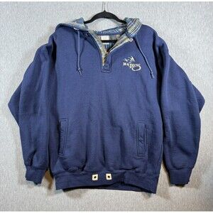 BAC Premier M-R Ducks Embroidered Hoodie Men's Large Blue Plaid Lined Quarter